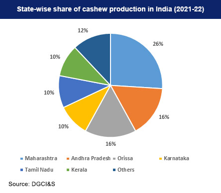 State-wise Share of Cashew Manufacturers in India