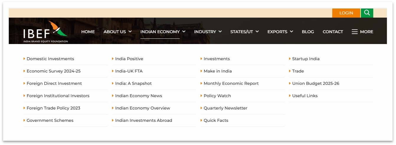 Indias Economy dropdown
